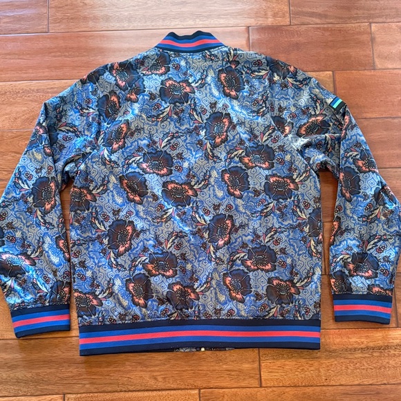 Houston White Floral Patterned Men's Bomber Jacket Size Large - Picture 11 of 11